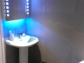 Wash basin with over mirror and led lighting